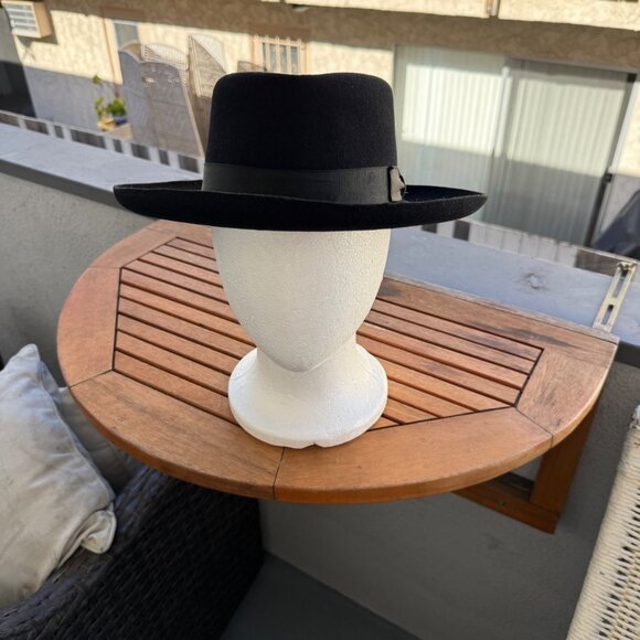 Dobbs Fifth Avenue Black Felt Fedora Hat With Ribbon Band & Bow - Picture 1 of 5